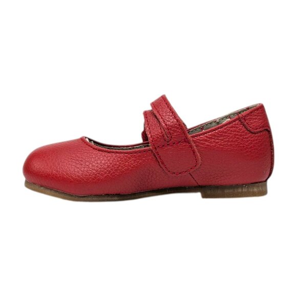 Lamour Pebbled Leather Mary Jane Shoes Girls Red Double Strap Flats Size 6 - Picture 5 of 13